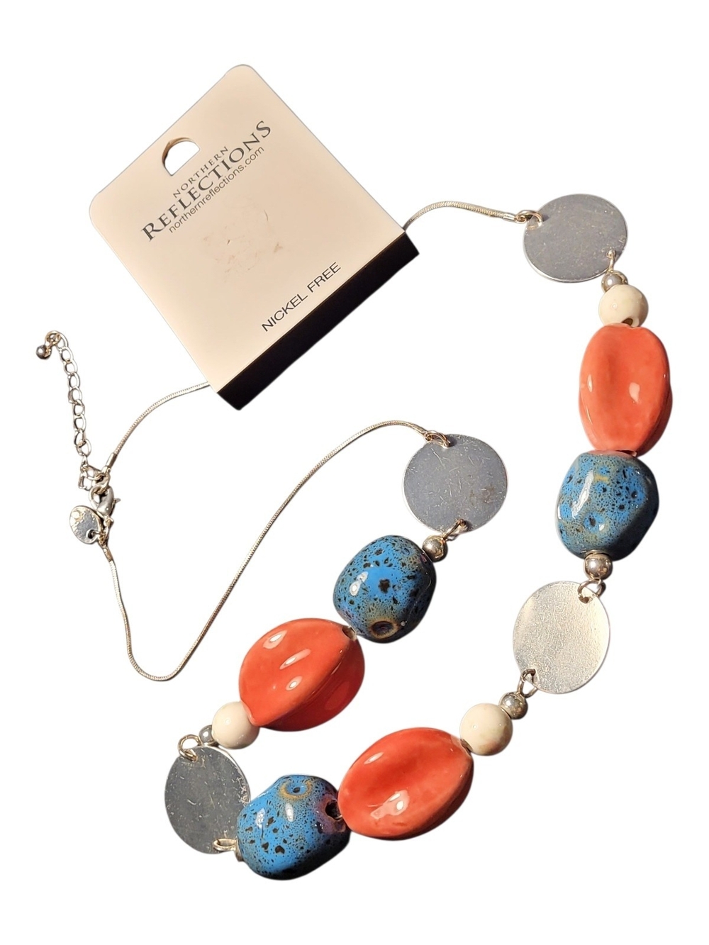 🥳4/$75!🥳 Silver, Coral & Blue Beaded Necklace